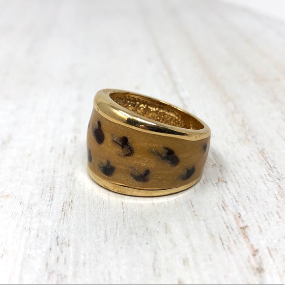 Sterling silver, gold overlay leopard print ring - Picture 3 of 9